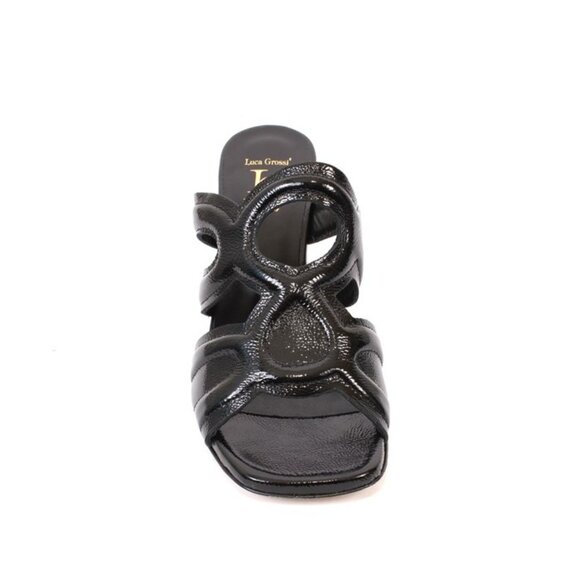 Luca Grossi 366 Black Leather Slides Heels Sandals - Picture 7 of 8